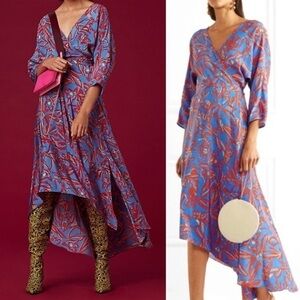 Diane Von Furstenberg Pink and Blue Asymmetrical Maxi Dress